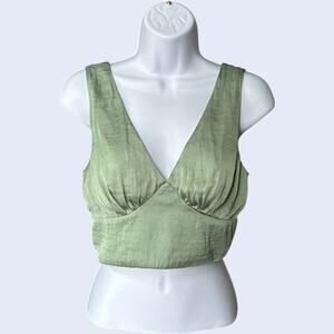 Superdown Halter Ruched Wrap Mini Dress Green S Fitted Y2K